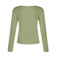 thumbnail image 5 of Gubotare Shirts for Women 3/4 Sleeve V Neck Rib Knit Slim Basic Tees Tops 2025 Fall Casual Tshirts Going Out Workout Outfits (Green,S), 5 of 5