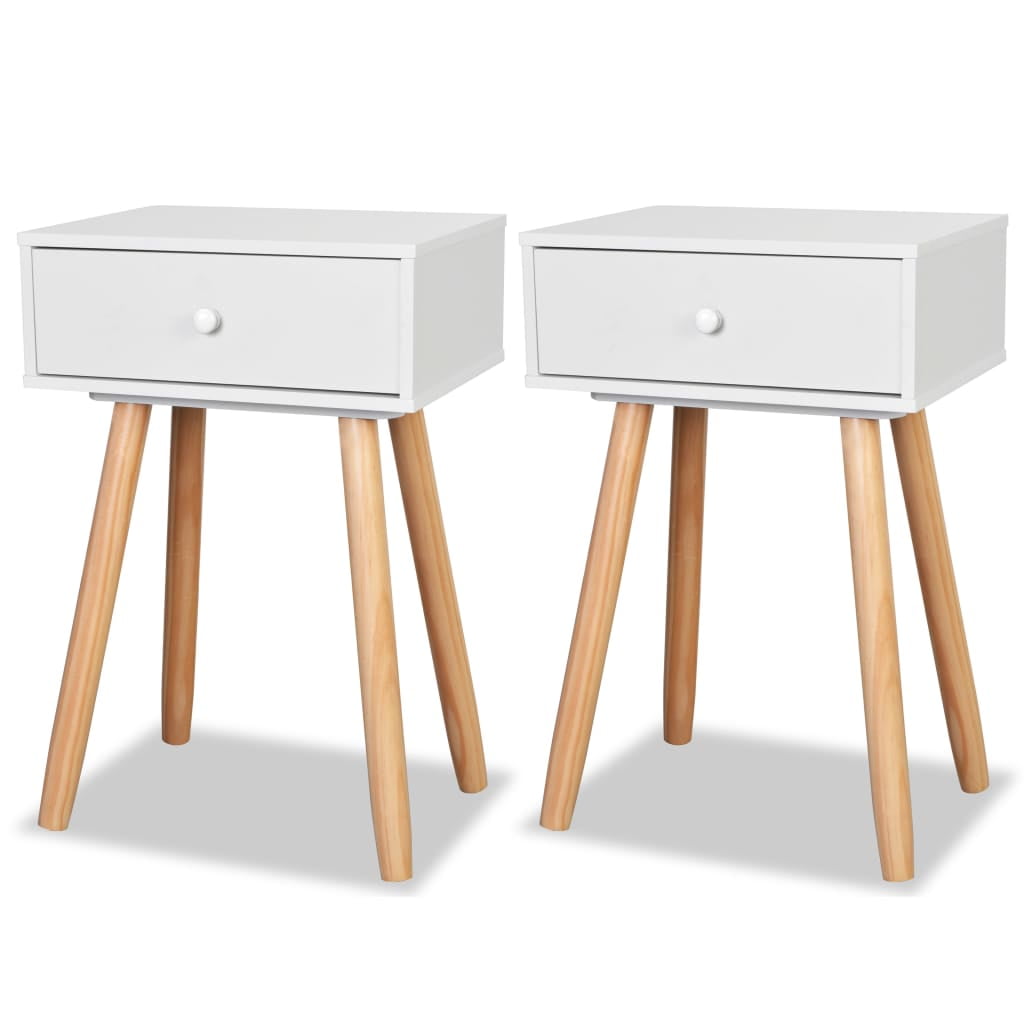 Kepooman Mid-century End Tables with Storage Drawer for Living Room Office, Set of 2, White Kepooman Mid-century End Tables with Storage Drawer for Living Room Office, Set of 2, White