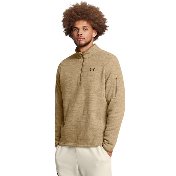 Men's Under Armour Specialist Quarter Zip Sweater Color: Khaki Size: XXL