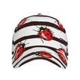 thumbnail image 3 of Wukai Ladybugs on Black and White Striped1 Baseball Cap: Comfortable, Stylish, and Adjustable Hat for Sports, Daily Wear, and Outdoor Activities-One Size, 3 of 7