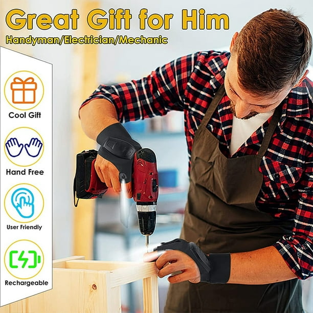 Rechargeable LED Flashlight Glove Gifts for Men Husband Dad Unique