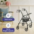 thumbnail image 4 of MedaCure Steel Rollator Walker with Seat – Black Height Adjustable Walkers for Seniors Hand Grips, Padded Seat – 300 lb Capacity, 4 of 7