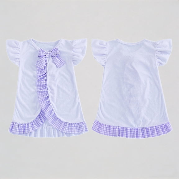 Krdevn Toddler Girls Gingham Ruffle Cover Up Dress, Flutter Sleeve Bow Detail Beach Swim Cover Up for Summer Pool & Beach,1-2 Years