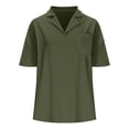 thumbnail image 4 of lcziwo Oversized Tshirts for Women Loose Fit V Neck Polos Shirt Solid Casual Short Sleeve Lapel Collar Summer Cute Tops Vacation Sale Army Green XXL, 4 of 9