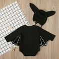 thumbnail image 5 of Zwiiyzr Baby Boys Girls Clothes Toddler Black Bat Sleeve Rompe Cute Cotton Jumpsuit with Hat Suit Black, 5 of 9