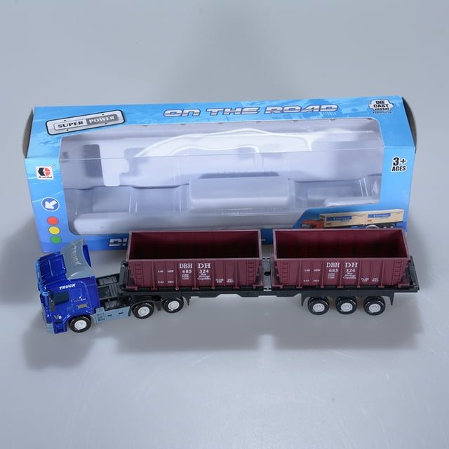 Inertial Container Trailer Truck Toys 1:64 Alloy Container Car Model Pull Back Car Toy for Gift Collection