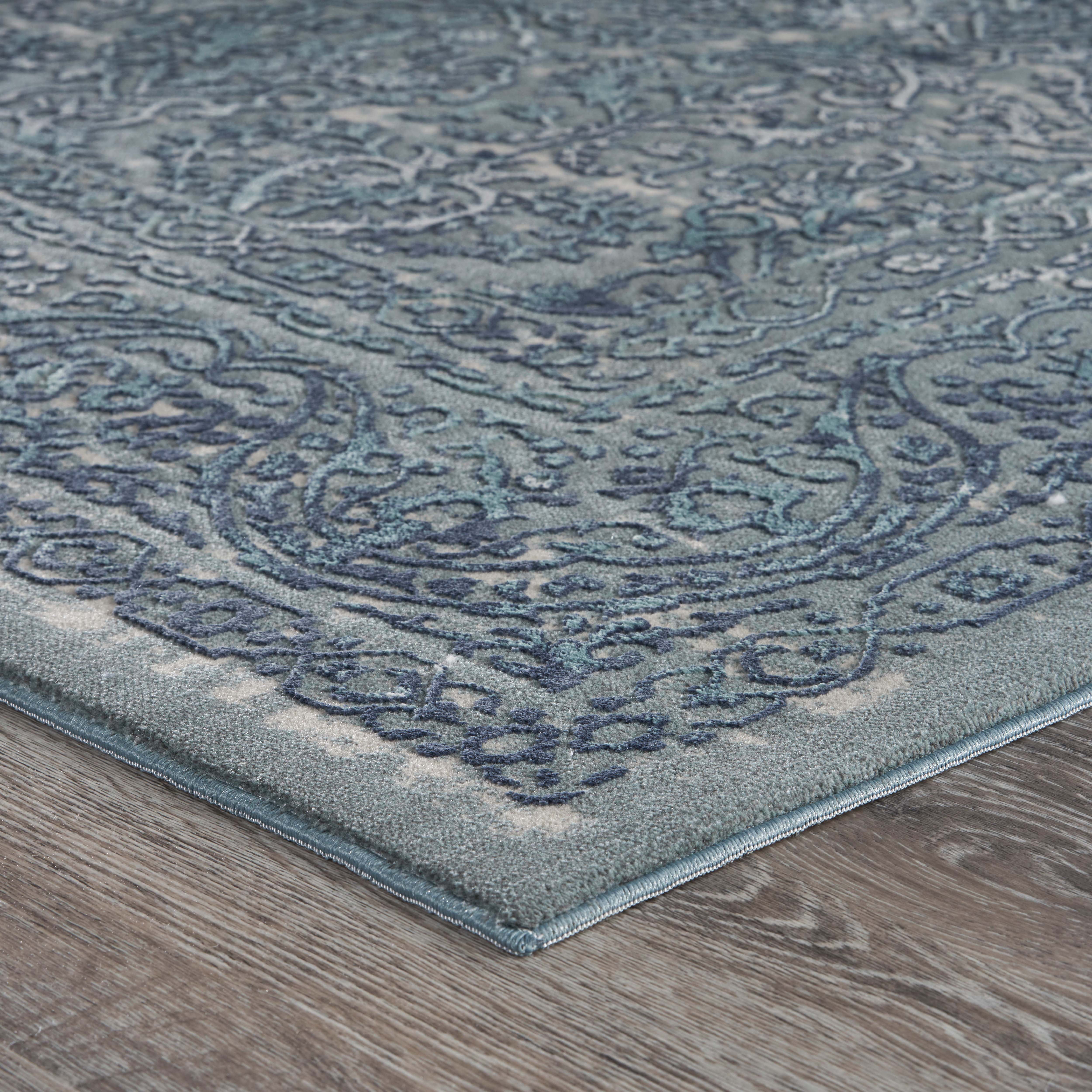 Lr Home Neutral Distressed Accent Rug, Blue / Gray, 1'10" x 3'