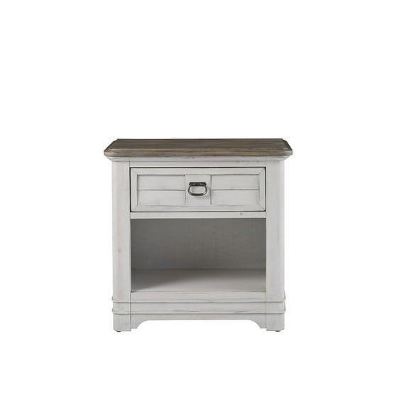 Meadowbrook White-Washed Wood Farmhouse Style Storage Nightstand