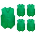 thumbnail image 6 of 5 Packs Unisex Waiter Uniform Vest Bartender Waitress Botton Workwear with Pockets for Men Women-Green-XL, 6 of 7