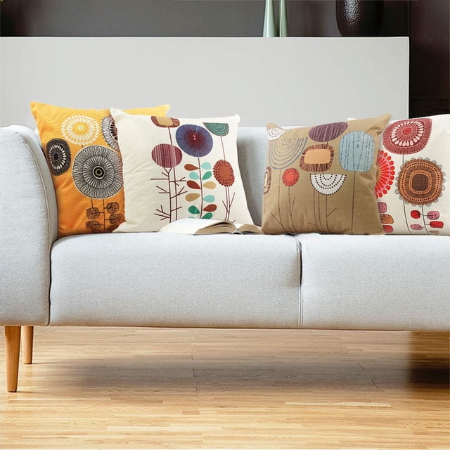 Vonayo - Juego de 4 fundas de almohada de lino, 145 x 45 cm, fundas cuadradas para cojín para sofá, recámara, coche, color naranja, regalo del día de San Valentín