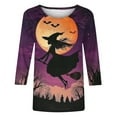 thumbnail image 5 of VKOYWKM Halloween Shirt for Women 3/4 Sleeve Funny Witch Graphic Tees Fall Crew Neck Loose Fit Party Halloween T-Shirts Shirts, 5 of 5