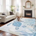 thumbnail image 2 of 5'x7' Area Rugs, Blue Turtle Coastal Indoor Outdoor Area Rug for Living Room Bedroom, Coral Summer Beach Nautical Ocean Blue Washable Bathroom Rugs Kitchen Floor Carpet Mats Home Decor Aesthetic, 2 of 8