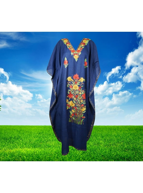 Women's Kaftan Maxi Dress, Handmade Gift, Admiral blue Beach Holidays Caftan, Lounger,  One size L-2XL