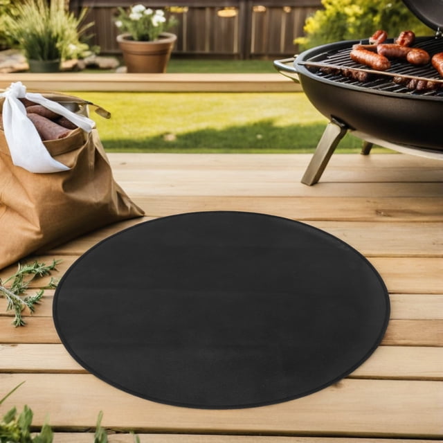 unbranded Tapete Para Fogatas Y Parrillas Exterior Resistente Al Calor Redondo Color Negro
