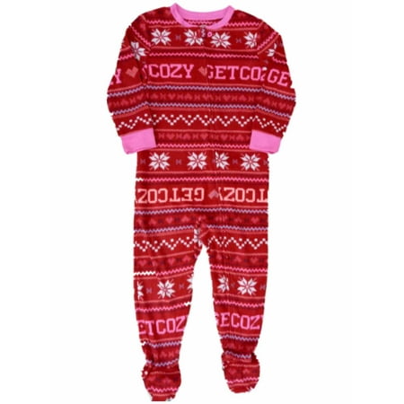 so girls plush red get cozy fare isle blanket sleeper sleep & play pajama size (Best Way To Get Rem Sleep)