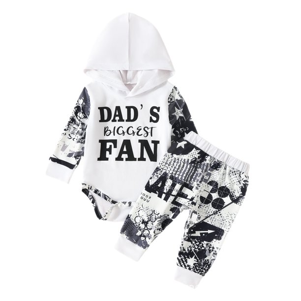 Gibobby Sudadera con capucha y pantalones para niños Conjunto de 2 piezas de camisetas y pantalones con estampado para Otoño e Invierno(Blanco,0-3 Meses)
