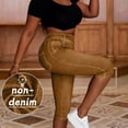 thumbnail image 6 of ClodeEU Women's Faux Denim Print Capri Pants with Faux Pockets, Casual Cropped Trousers Khaki,Womens Plus L, 6 of 8