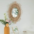 thumbnail image 3 of Sunburst Decorative Natural Rattan Wood Round Modern Boho Hanging Wall Mirror, 3 of 7
