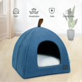 thumbnail image 3 of Foldable Cat Bed Breathable Cat House Indoor Pet Tent Dog Bed with Mat (Blue, Size L), 3 of 5