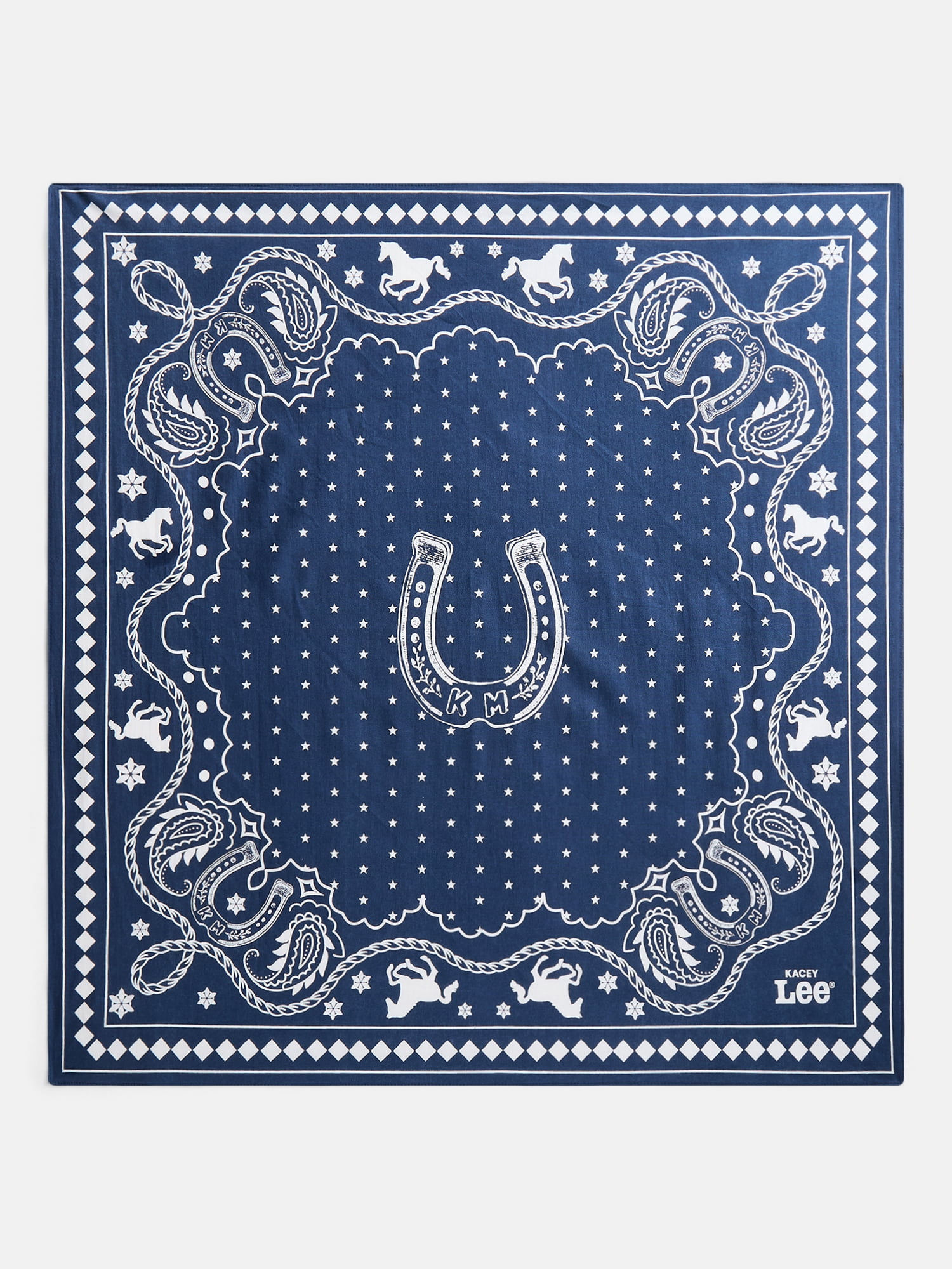 Kacey Lee Unisex Bandana Set with Oval Concho, Blue - Walmart.com