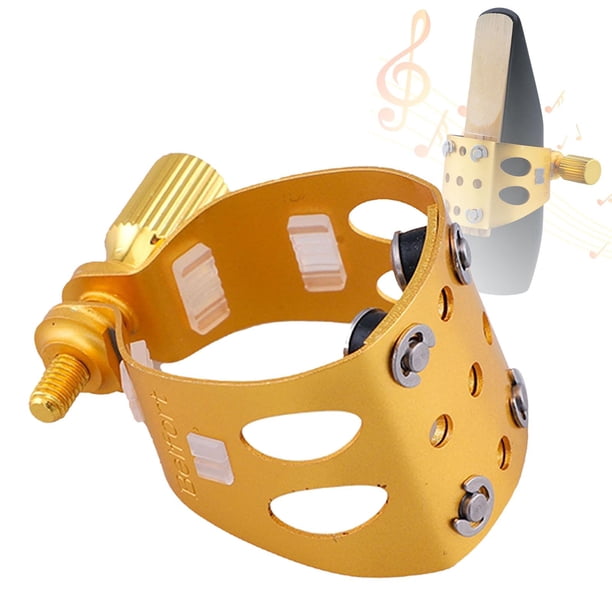 Abrazadera para saxofón Accesorio para saxofón Robusto Práctico Fácil instalación Instrumentos Piezas Tornillos ajustables Sujetador de ligadura para para tenor