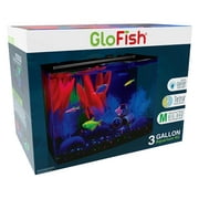 GloFish Crescent Aquarium Kit 3 Gallons, Includes Hidden Blue LED Light and Internal Filter