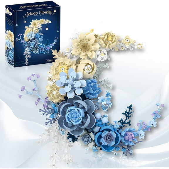 Flower Building Set Botanical Collection Set of Crescent-Shaped Unique Décor Table or Wall Decoration, Home Décor Great Gift