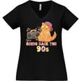 thumbnail image 3 of Inktastic Bring Back The 90s Cool Orange Cat Women's Plus Size V-Neck T-Shirt, 3 of 5