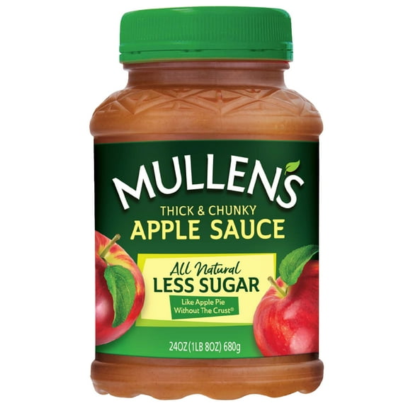 Mullen's Thick & Chunky 50% Less Sugar Applesauce, 24 oz Jar