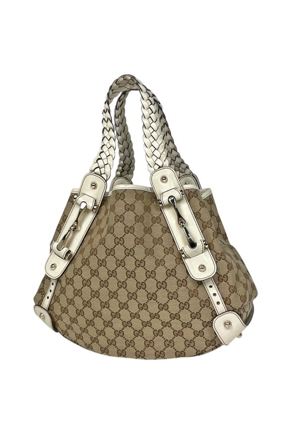 Pre-Owned Gucci Horsebit Tote Bag, GG Canvas, Brown, 162900, Women's