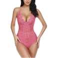thumbnail image 1 of Lencería sexy de talla grande con tirantes, multicolor, escote en V profundo, transparente, de una pieza en el interior, 1 of 6