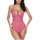 thumbnail image 1 of Lencería sexy de talla grande con tirantes, multicolor, escote en V profundo, transparente, de una pieza en el interior, 1 of 6