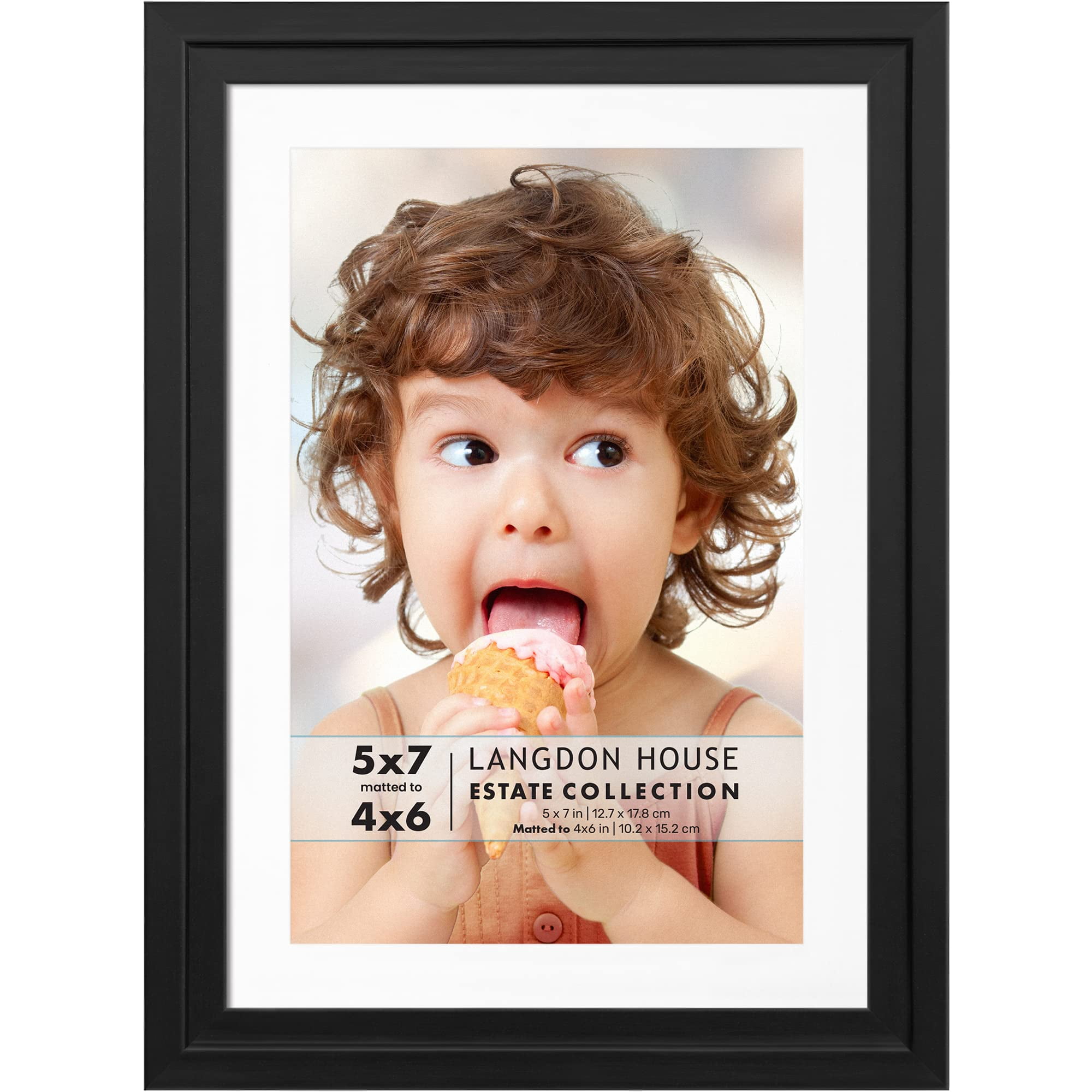 Langdon House 5x7 Black Picture Frame W/ Mat, 1 PK, Estate Tabletop