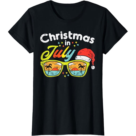 Christmas In July Sunglasses Santa Beach Summer Summer Xmas T-Shirt