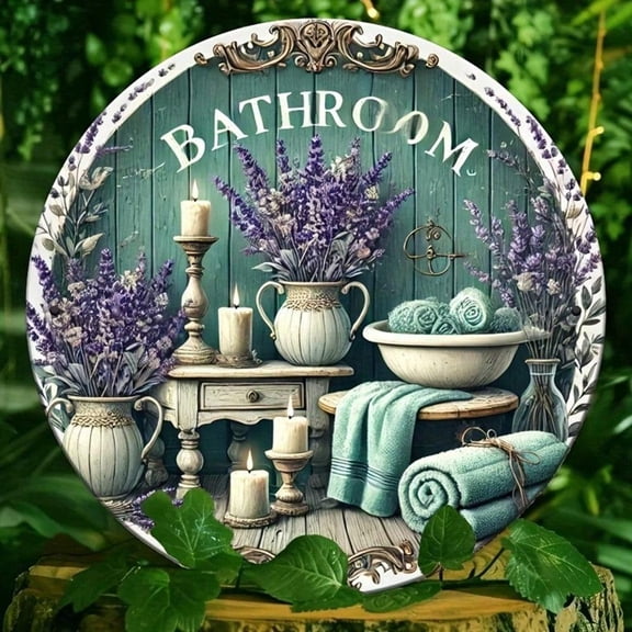 HELLOYOUNG Vintage Round Metal Wall Art, 2D Iron Painting for Bathroom Decor, 7.8x7.8 Inches Indoor Bedroom Living Room Bar Café Garage Gift