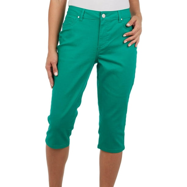 Blaast op Oppervlakkig zegen D. Jeans Womens Solid High Waist Twill Capris 6 Green - Walmart.com