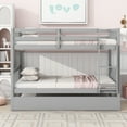 thumbnail image 2 of Bellemave Bunk Bed with Trundle, Twin Over Twin Bunk Bed Frame Can Convertible 2 Platform Bed, Wood Bunk Bed Built-in Ladder for Teens & Adults（Gray), 2 of 8