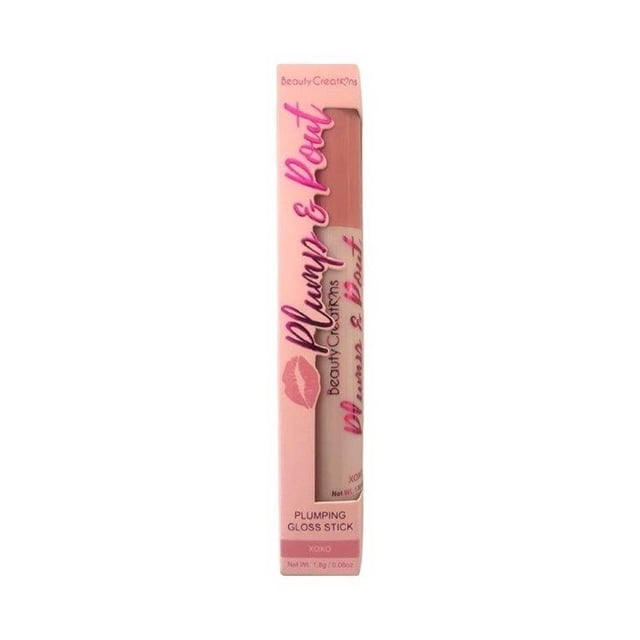Brillo labial en barra Beauty Creations Plump & pout stick xoxo larga duración de 1.8gr