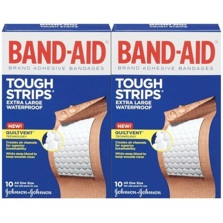 Band-Aid Tough-Strips Waterproof Adhesive Bandages, 10 strips Extra Large All One Size
