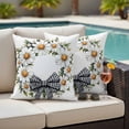 thumbnail image 2 of Outdoor Pillow Cover Bow Daisy Set of 2 Waterproof Throw Pillowcases Watercolor Wreath Decorative Patio Furniture Pillows for Couch Garden Indoor & Outdoor Use, 2 of 9