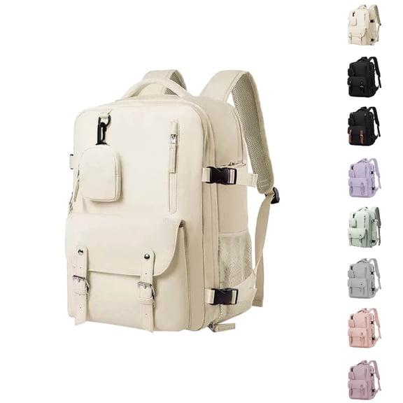 HJYCHN School Backpack Large Capacity Unisex Laptop Bookbag Multiple Pockets for College Kids Boys Girls Travel School Backpacks for Girls Beige One Size