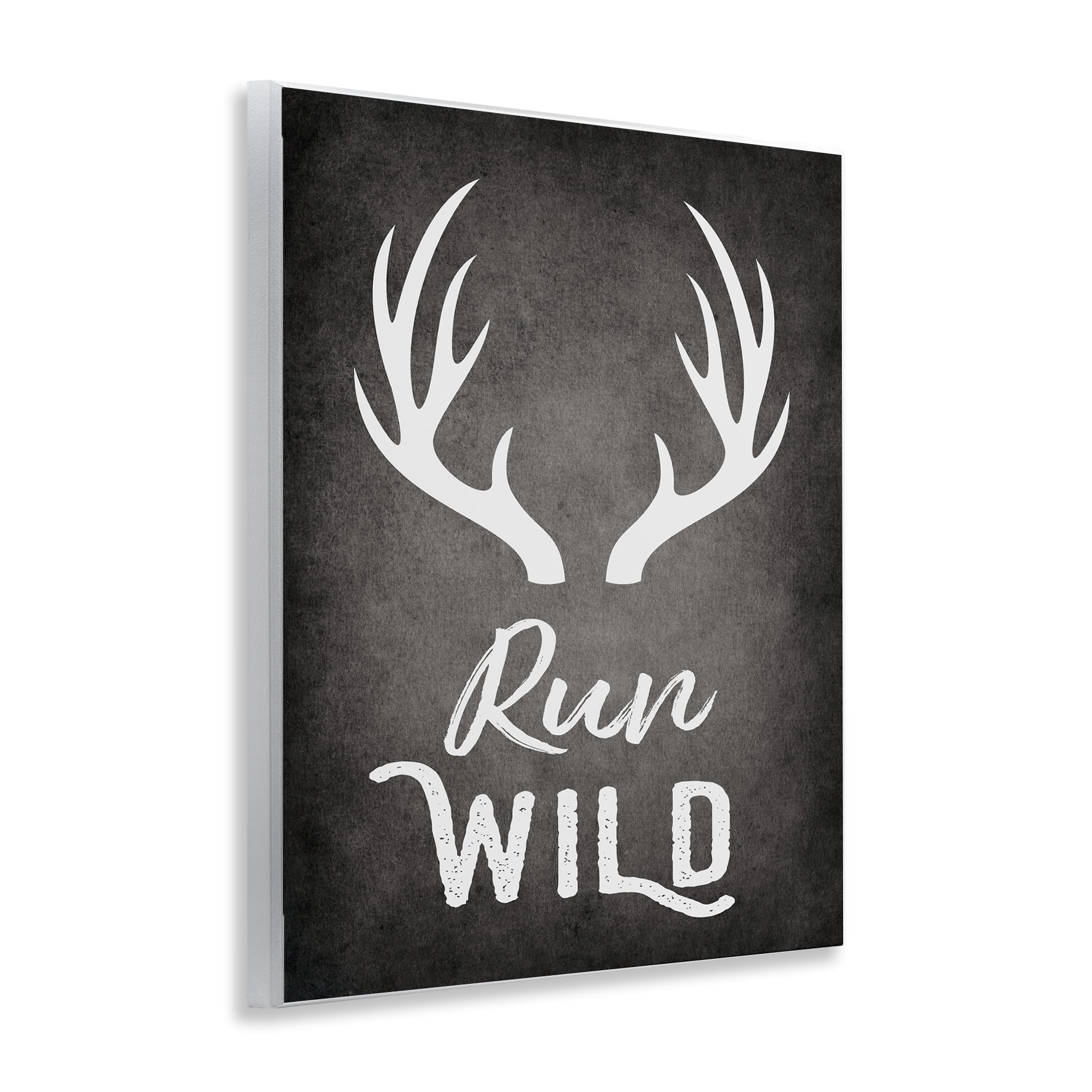 Stupell Industries Run Wild Antlers Typography Painting Unframed Art Print Wall Art, 11 x 14
