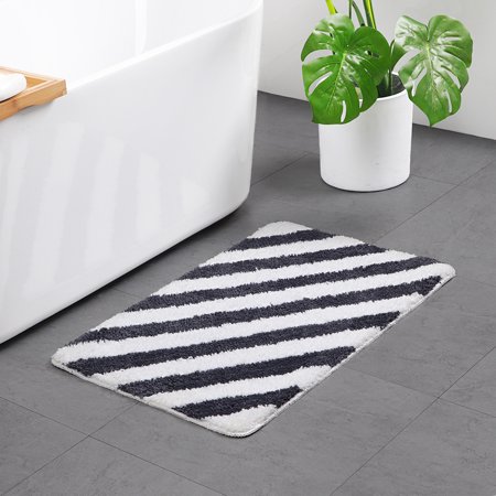 Non Slip Bath Mat for Bathroom Water Absorbent Soft Microfiber Shaggy Bathroom Mat Machine Washable Bath Rug for Bathroom Thick Plush Rugs for Shower A11