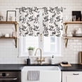 thumbnail image 2 of 2 Panels Kitchen Tier Curtains 39 Inch Length, Black Leaves Grommets Window Treatment Curtain, Vintage Leaf Botanical Minimalist Art Thermal Curtains Drapes for Living Room/Bathroom, 2 of 9
