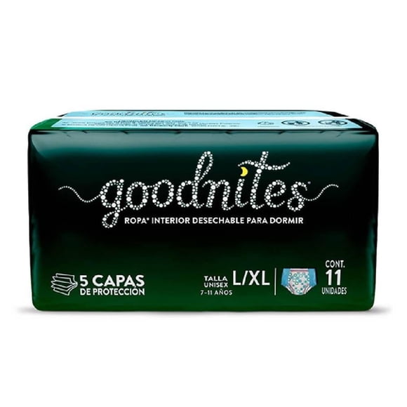 Ropa interior desechable Goodnites para dormir talla L/XL unisex 11 pzas