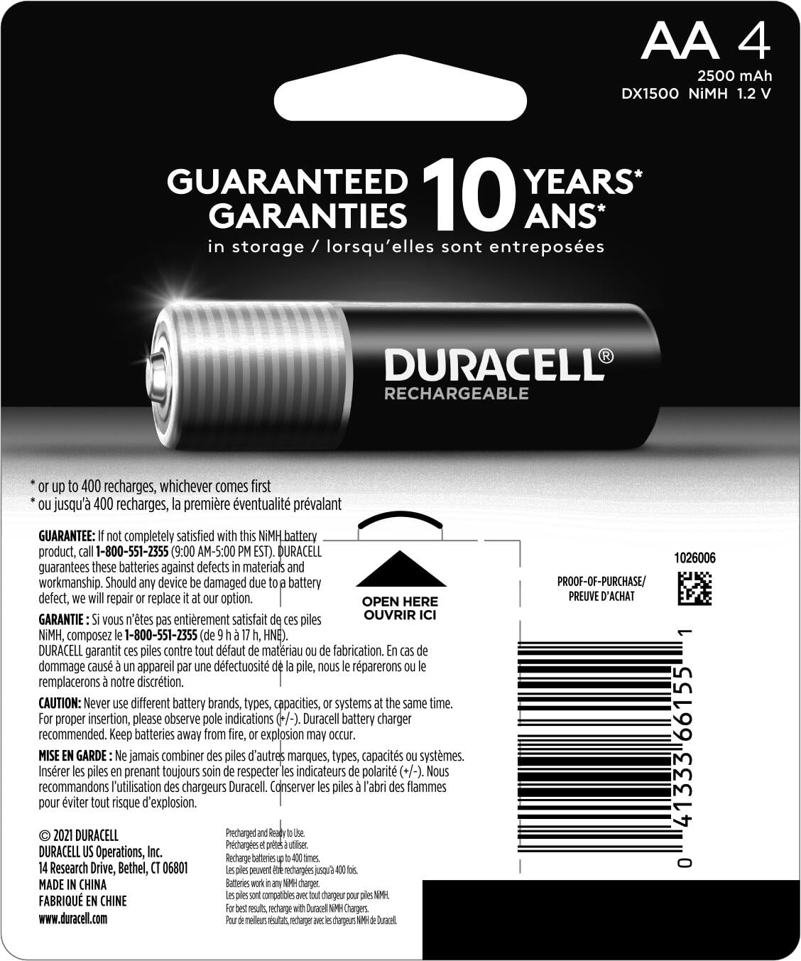 (3 pack) Duracell DX1500B4N Rechargeable Staycharged Nimh Batteries, Aa, 4/Pack