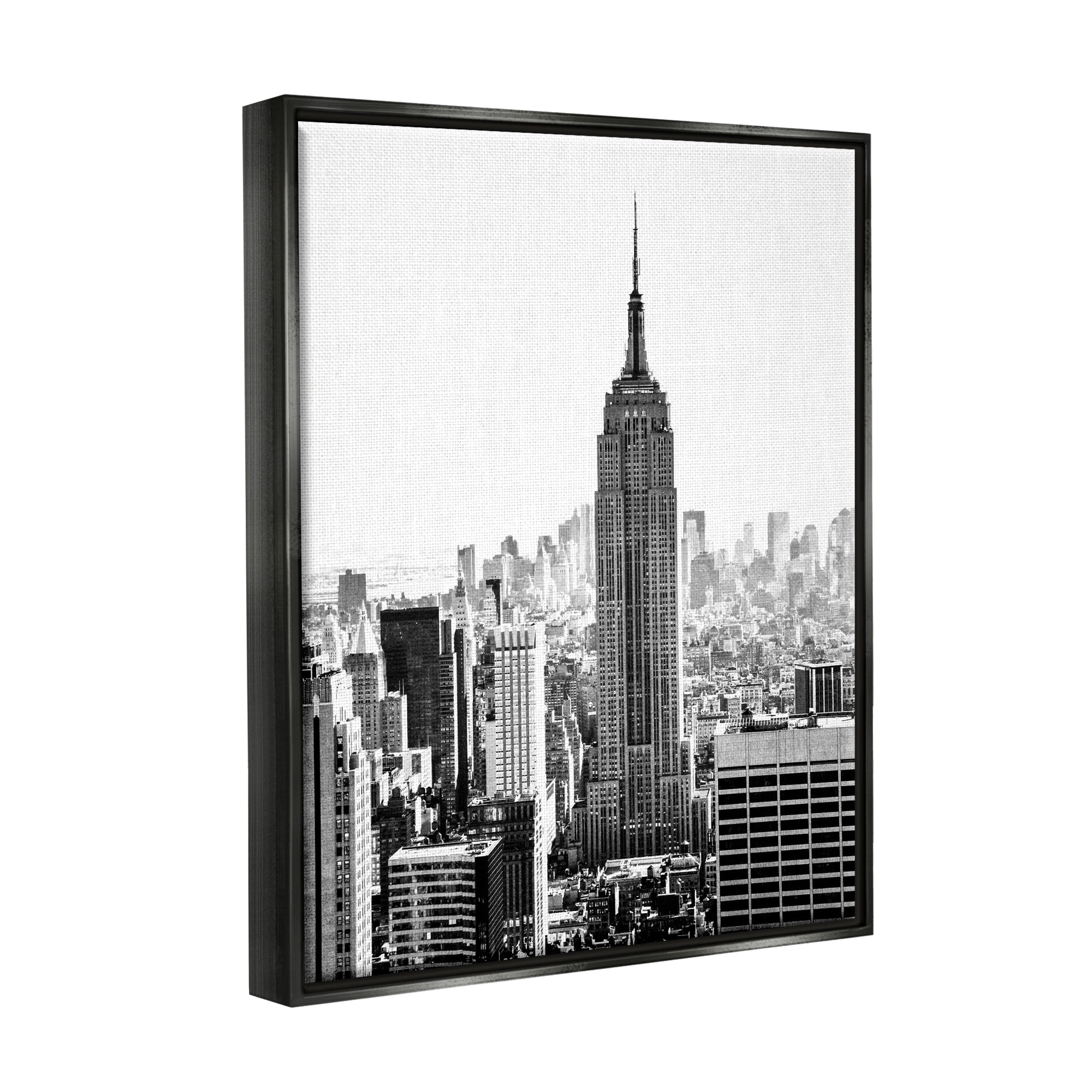 Stupell Industries New York Urban City Skyscrapers Downtown Skyline Photograph Jet Black Floating Framed Canvas Print Wall Art, Design by Bill Carson Photography
