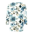 thumbnail image 4 of Aobny Women's Leisure T-Shirt Comfort Flowy Tees 3/4 Sleeve Crew Neck Floral Adults Clothes, 4 of 5
