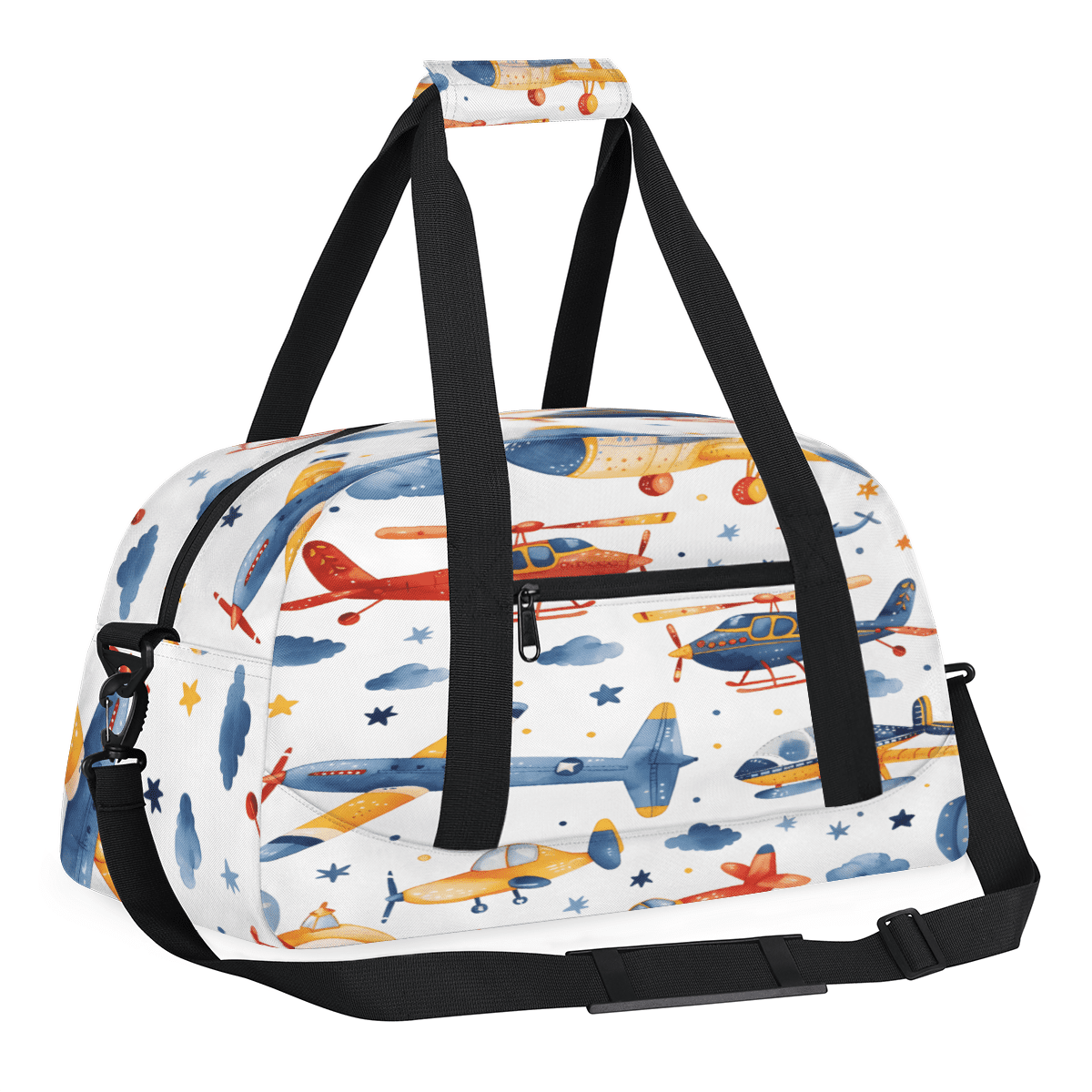 Herdesigns Airplane Sports Duffle Bag for Women & Men, Cartoon Gym Bag Dance Bag Overnight Bag Carry On Weekender Travel Bag