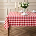 thumbnail image 2 of Red White Buffalo Plaid Waterproof Tablecloth for Christmas, Outdoor Picnic Table Cover for Holiday Dinner, Farmhouse Kitchen, Patio Dining, Reusable Checkered Table Cloth, W60 x L84 in, 2 of 8